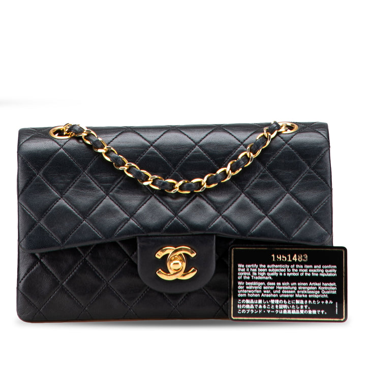 Small Classic Lambskin Double Flap Black - Gaby Paris