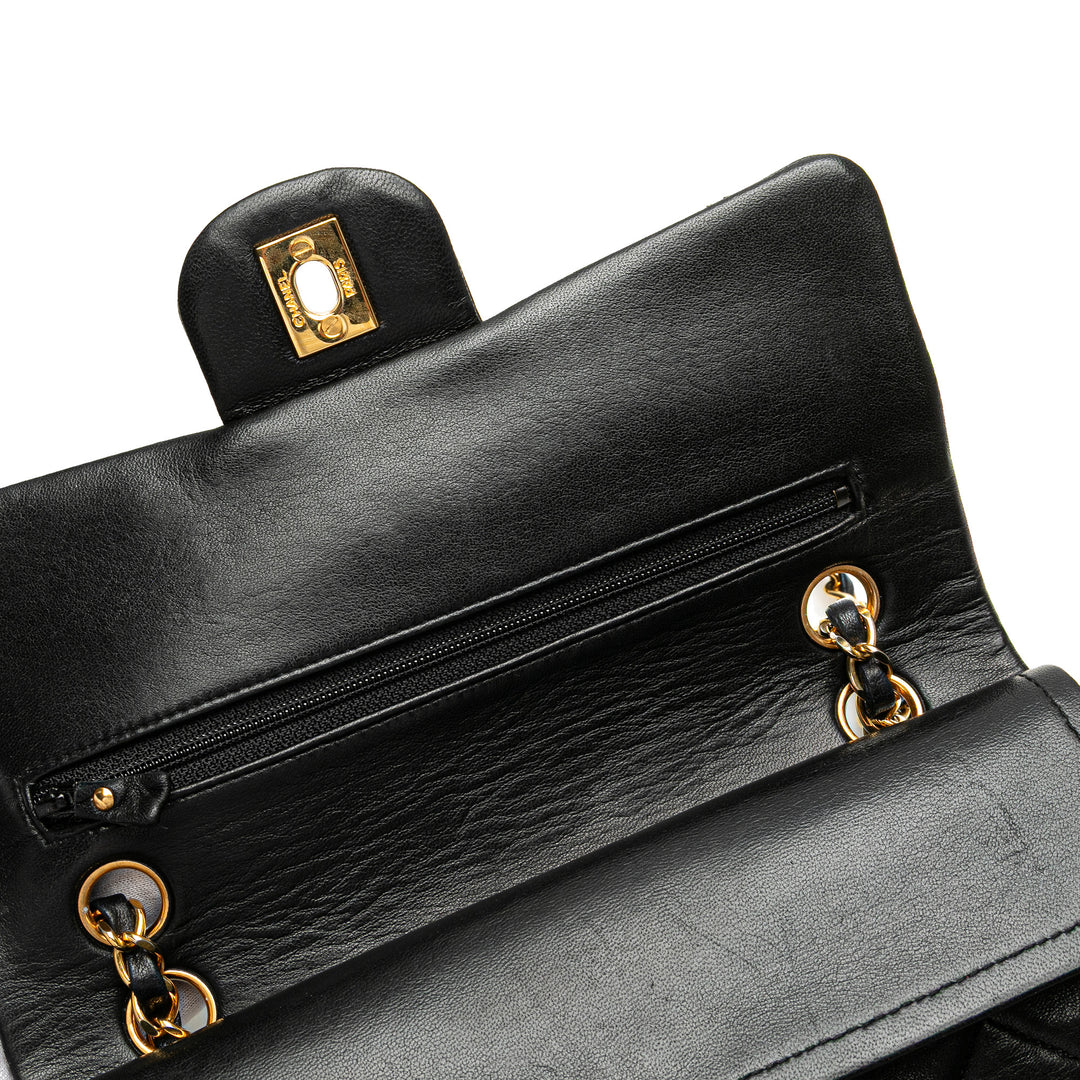 Small Classic Lambskin Double Flap Black - Gaby Paris