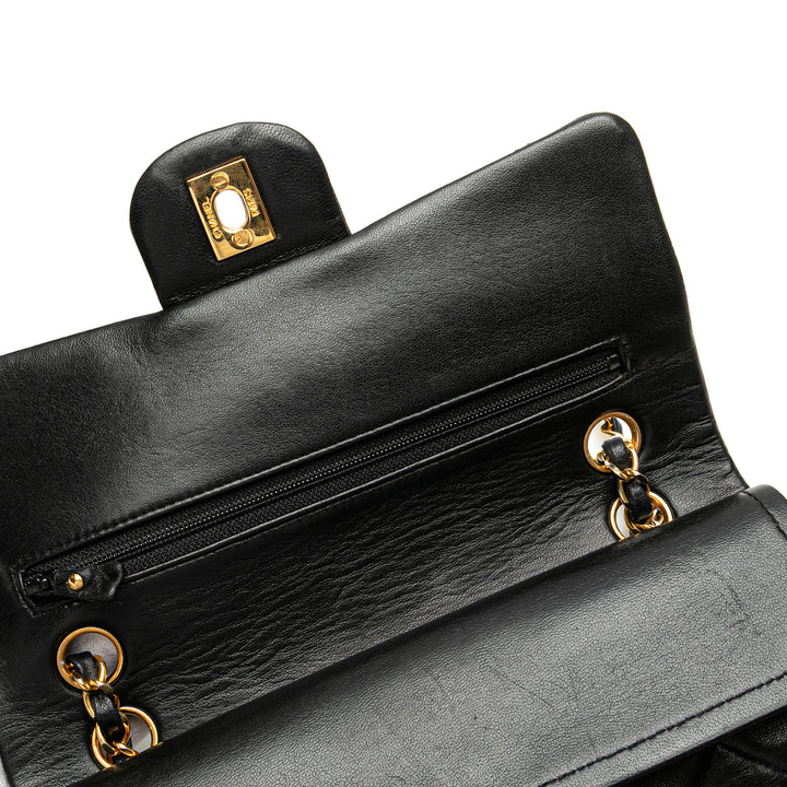 Small Classic Lambskin Double Flap Black - Gaby Paris