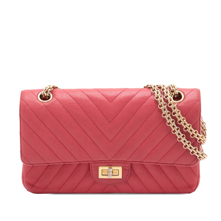 Chanel Reissue 2.55 Chevron Cuir d’agneau Double rabat 225 Rouge