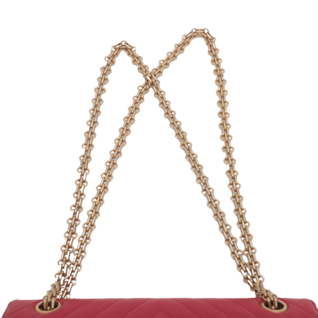 Chanel Reissue 2.55 Chevron Cuir d’agneau Double rabat 225 Rouge