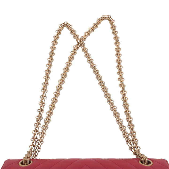 Chanel Reissue 2.55 Chevron Cuir d’agneau Double rabat 225 Rouge