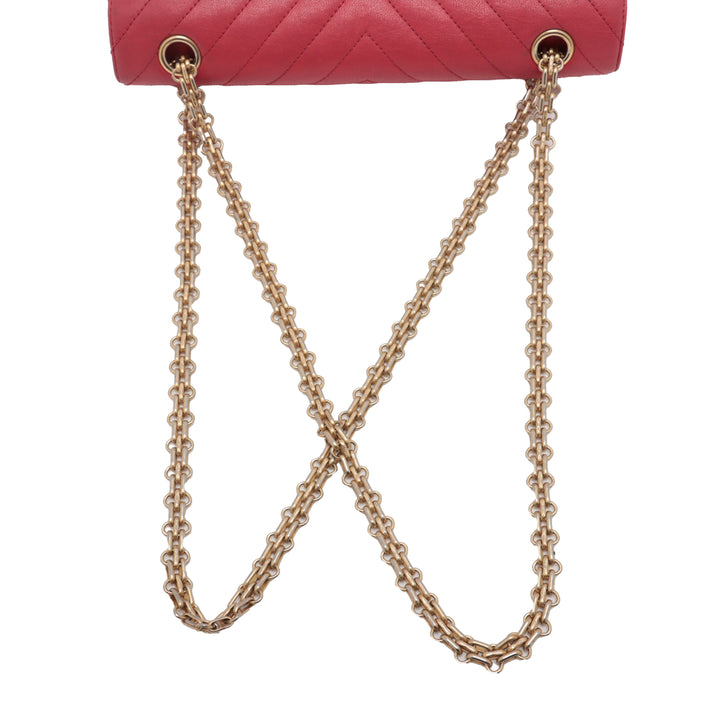 Chanel Reissue 2.55 Chevron Cuir d’agneau Double rabat 225 Rouge