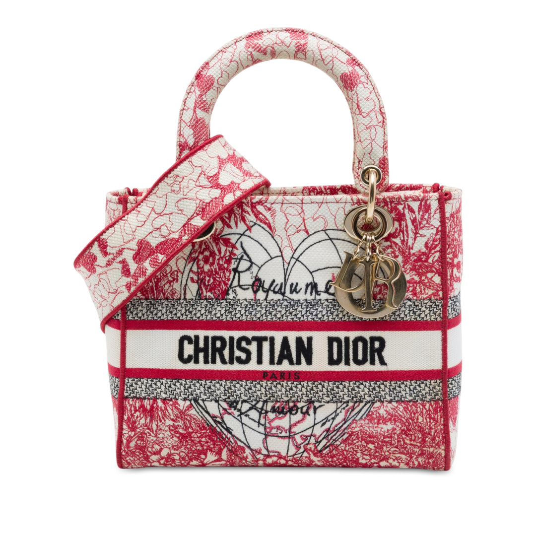 Dior Sac à main DiorAmour brodé Royale Lady D-Lite Moyen Rouge – vue principale – GABY PARIS