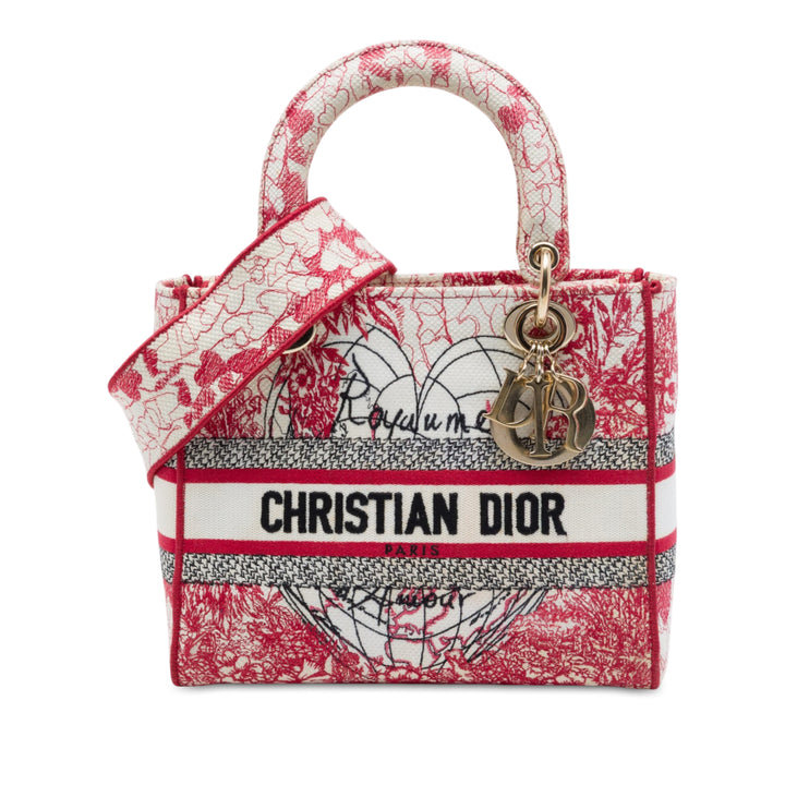 Dior Sac à main DiorAmour brodé Royale Lady D-Lite Moyen Rouge – vue principale – GABY PARIS