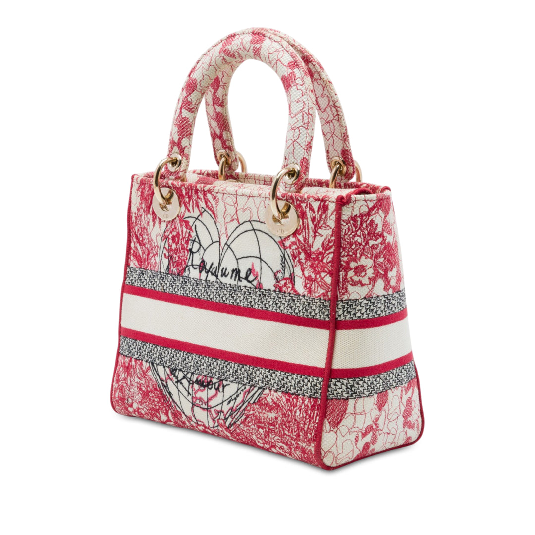 Dior Sac à main DiorAmour brodé Royale Lady D-Lite Moyen Rouge – vue 2 – GABY PARIS