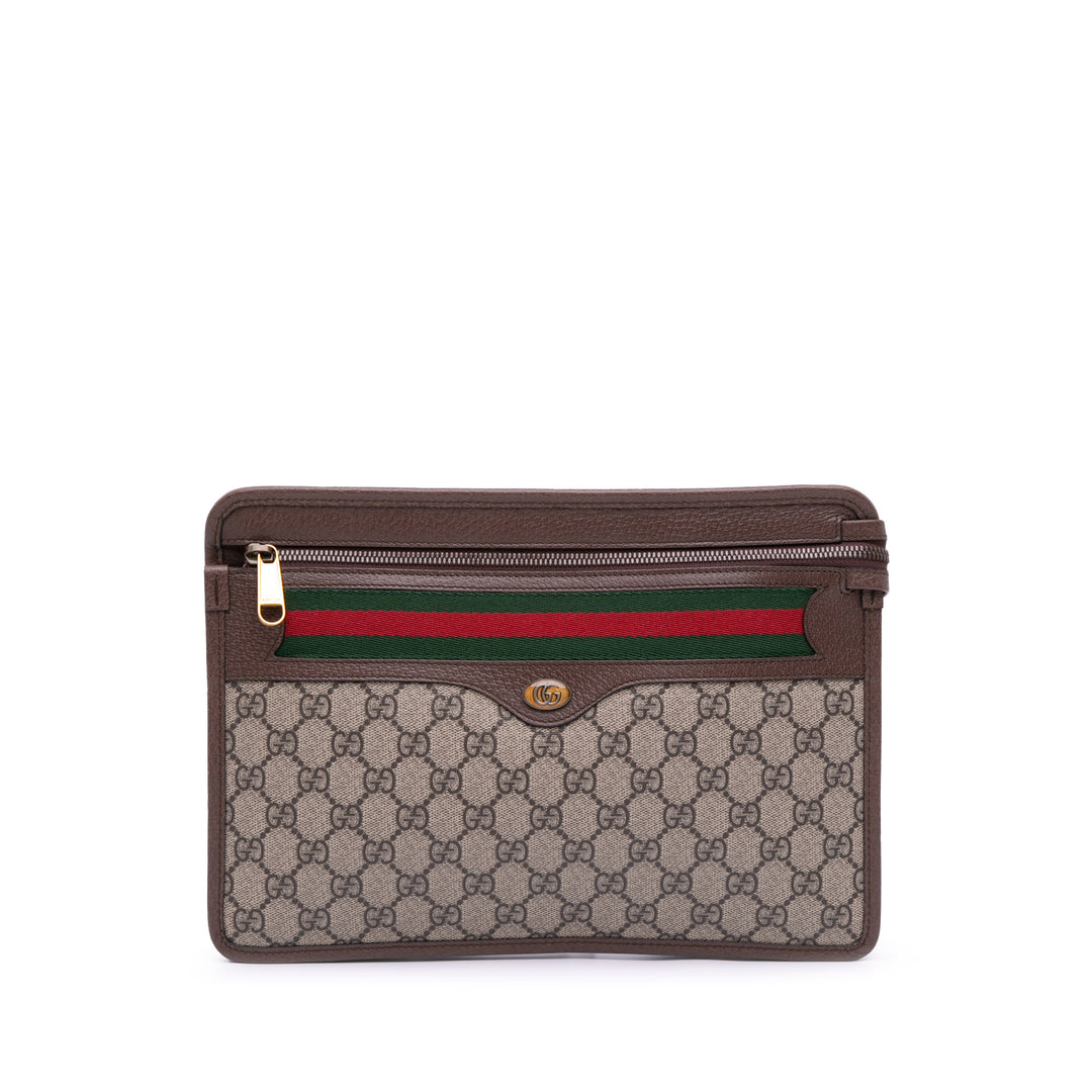 GG Supreme Web Ophidia Clutch Brown - Gaby Paris