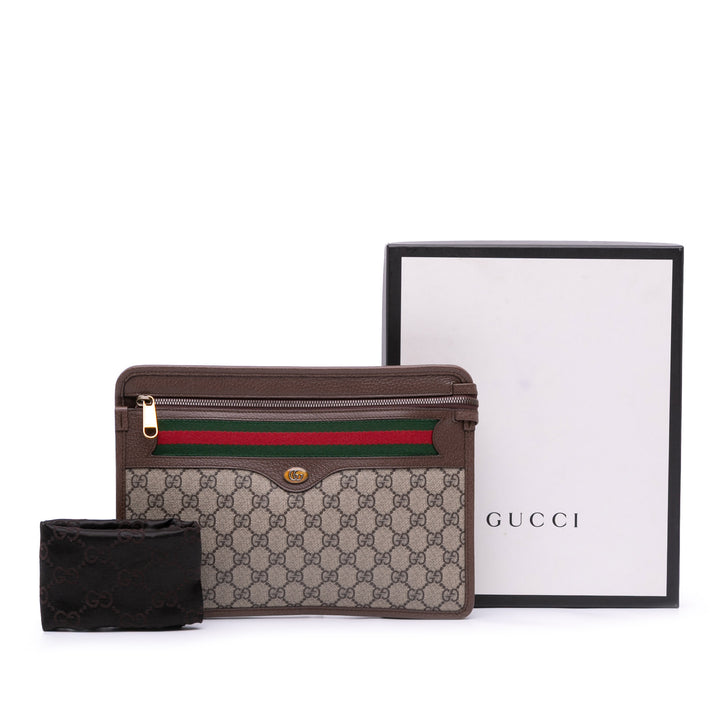 GG Supreme Web Ophidia Clutch Brown - Gaby Paris