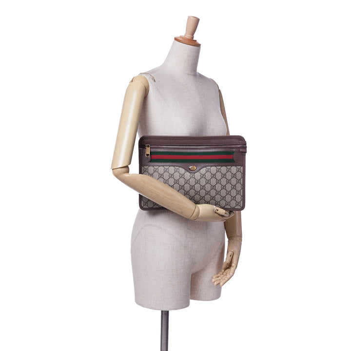 GG Supreme Web Ophidia Clutch Brown - Gaby Paris