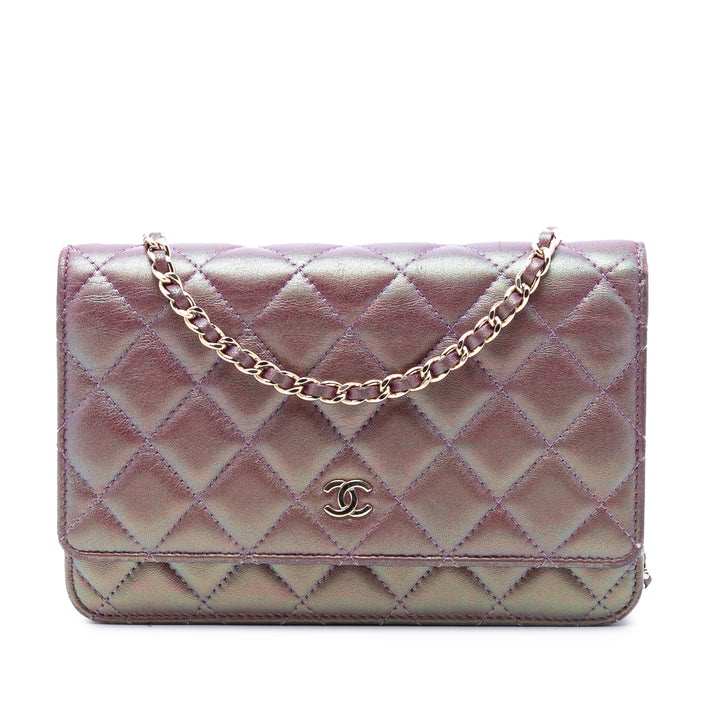 Chanel CC Matelassé Iridescent Cuir d’agneau Wallet on Chain
