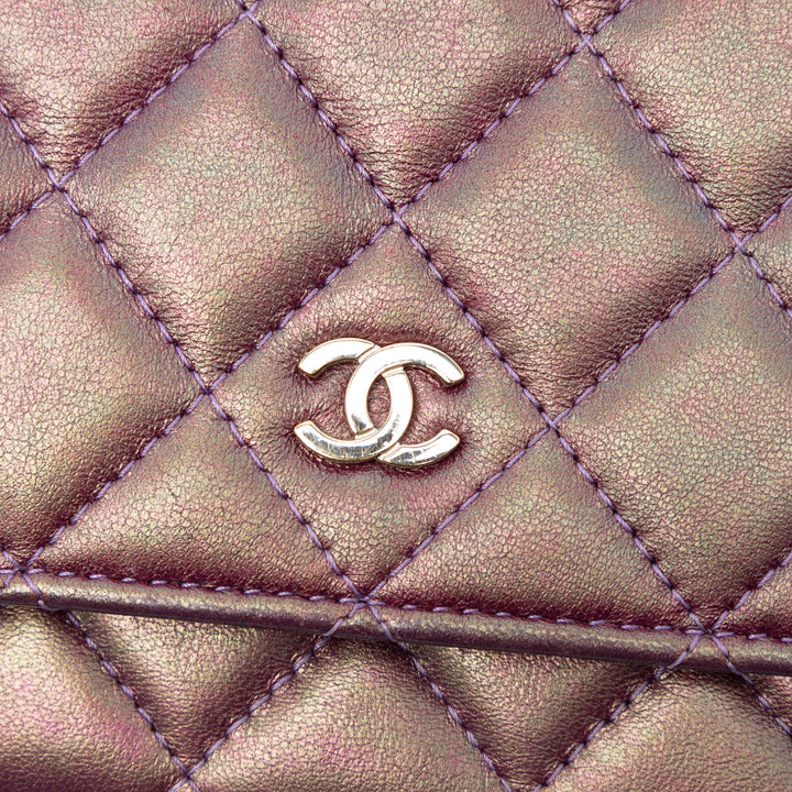 Chanel CC Matelassé Iridescent Cuir d’agneau Wallet on Chain