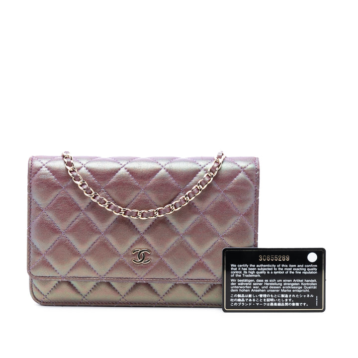 Chanel CC Matelassé Iridescent Cuir d’agneau Wallet on Chain