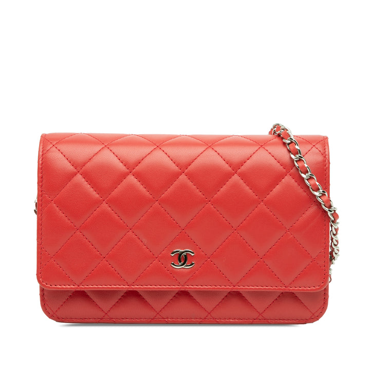 Chanel CC Quilted Cuir d’agneau Wallet on Chain Rouge