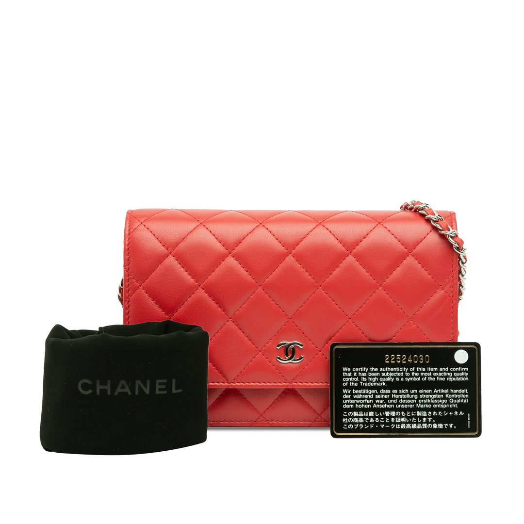 Chanel CC Quilted Cuir d’agneau Wallet on Chain Rouge