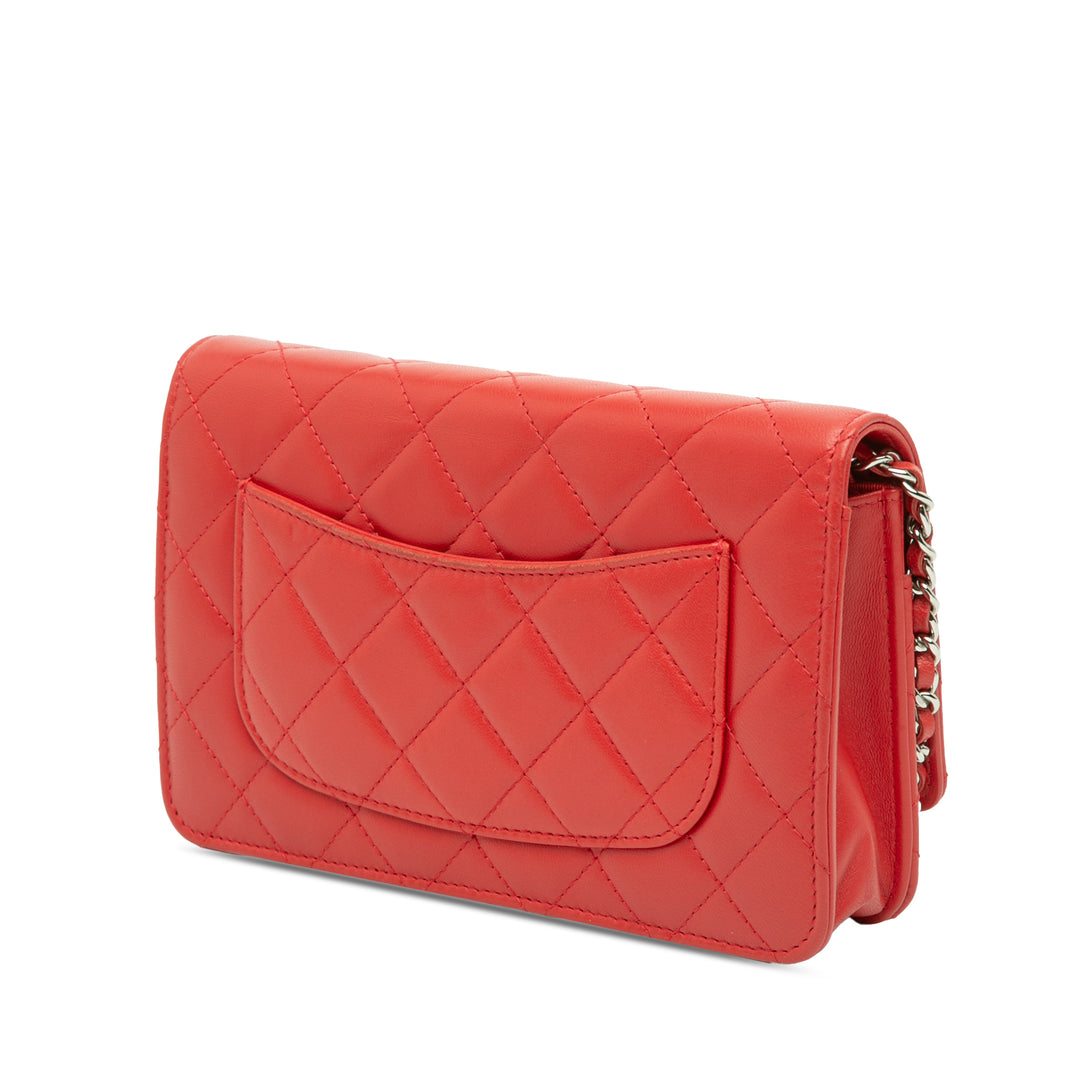 Chanel CC Quilted Cuir d’agneau Wallet on Chain Rouge
