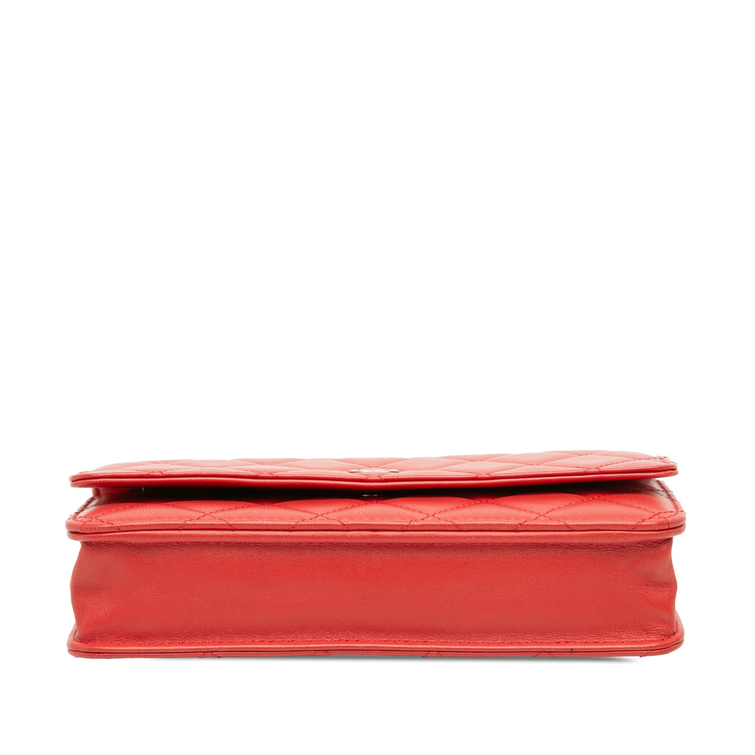 Chanel CC Quilted Cuir d’agneau Wallet on Chain Rouge