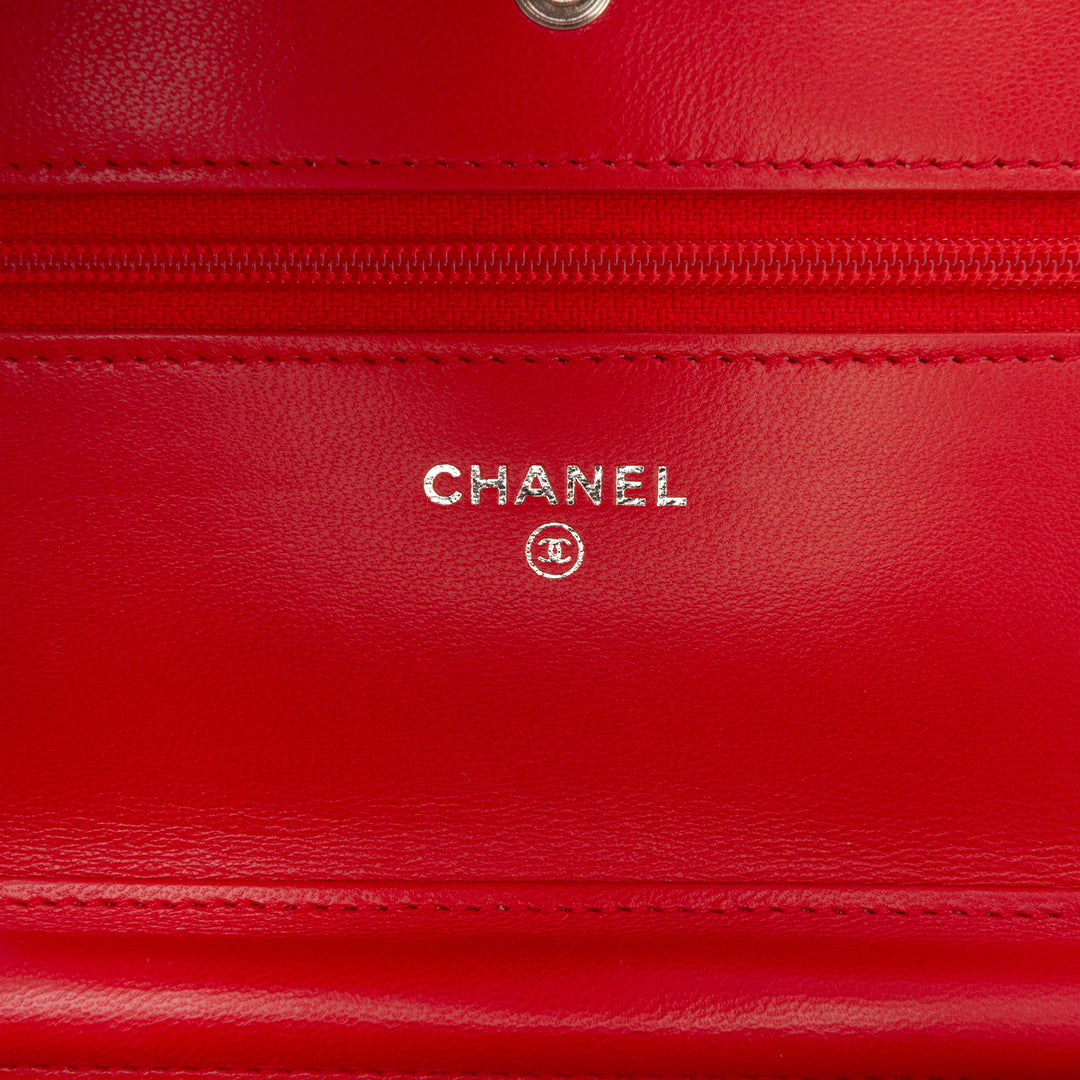 Chanel CC Quilted Cuir d’agneau Wallet on Chain Rouge