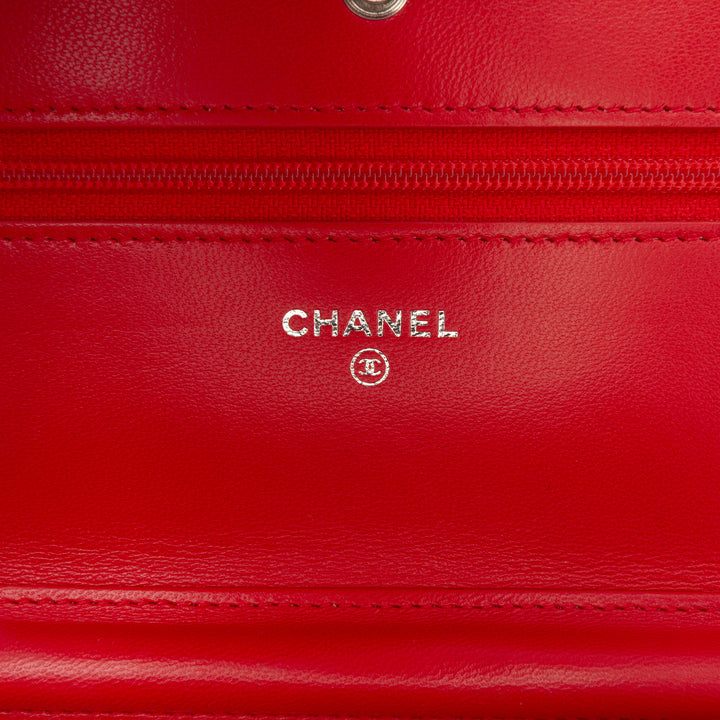 Chanel CC Quilted Cuir d’agneau Wallet on Chain Rouge