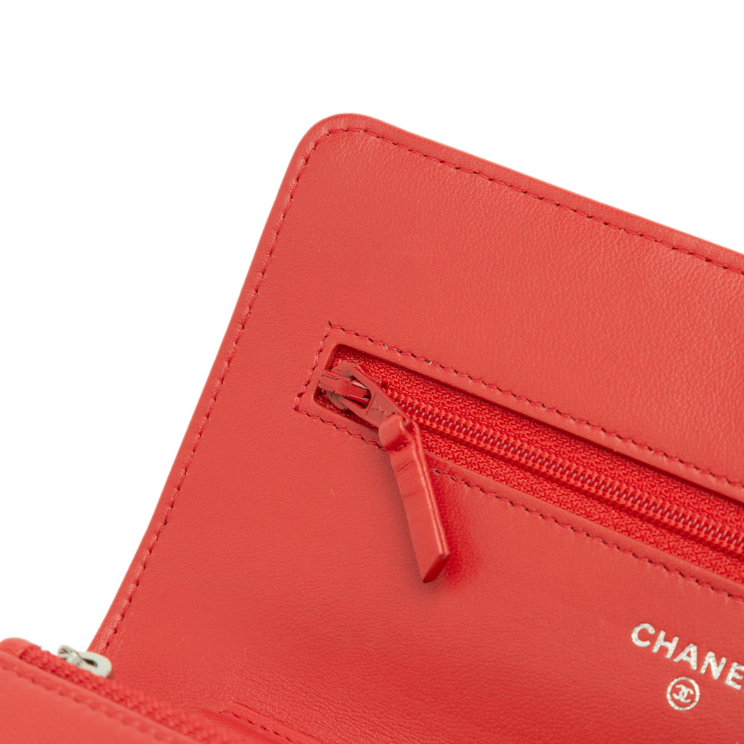 Chanel CC Quilted Cuir d’agneau Wallet on Chain Rouge