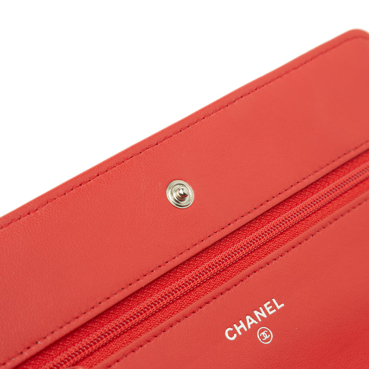 Chanel CC Quilted Cuir d’agneau Wallet on Chain Rouge