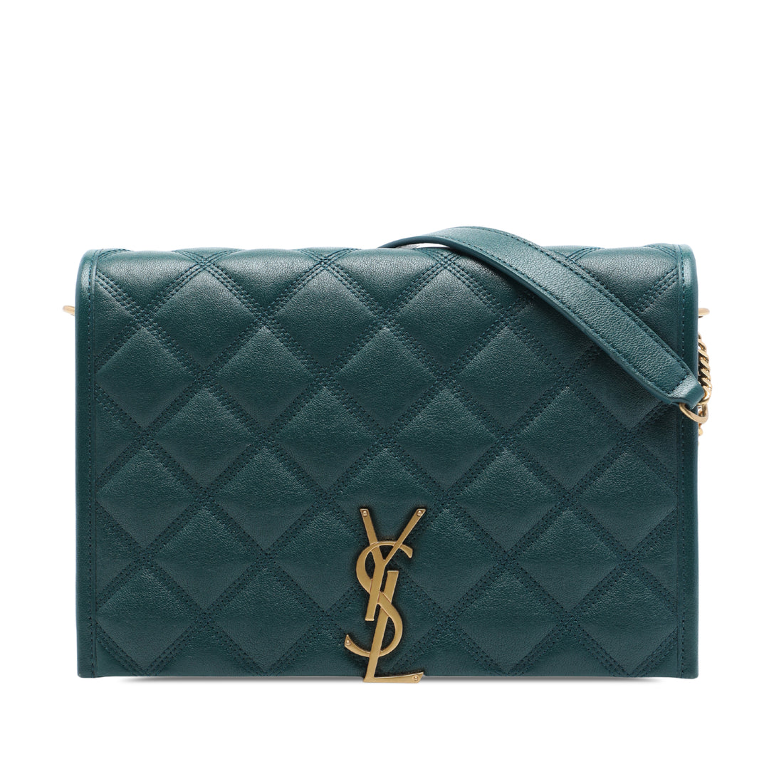 Matelassé Becky Chaîne Sac Mini Cuir d'agneau Vert