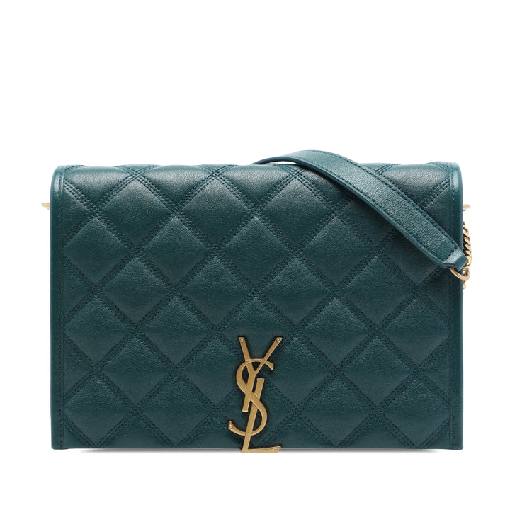 Matelassé Becky Chaîne Sac Mini Cuir d'agneau Vert