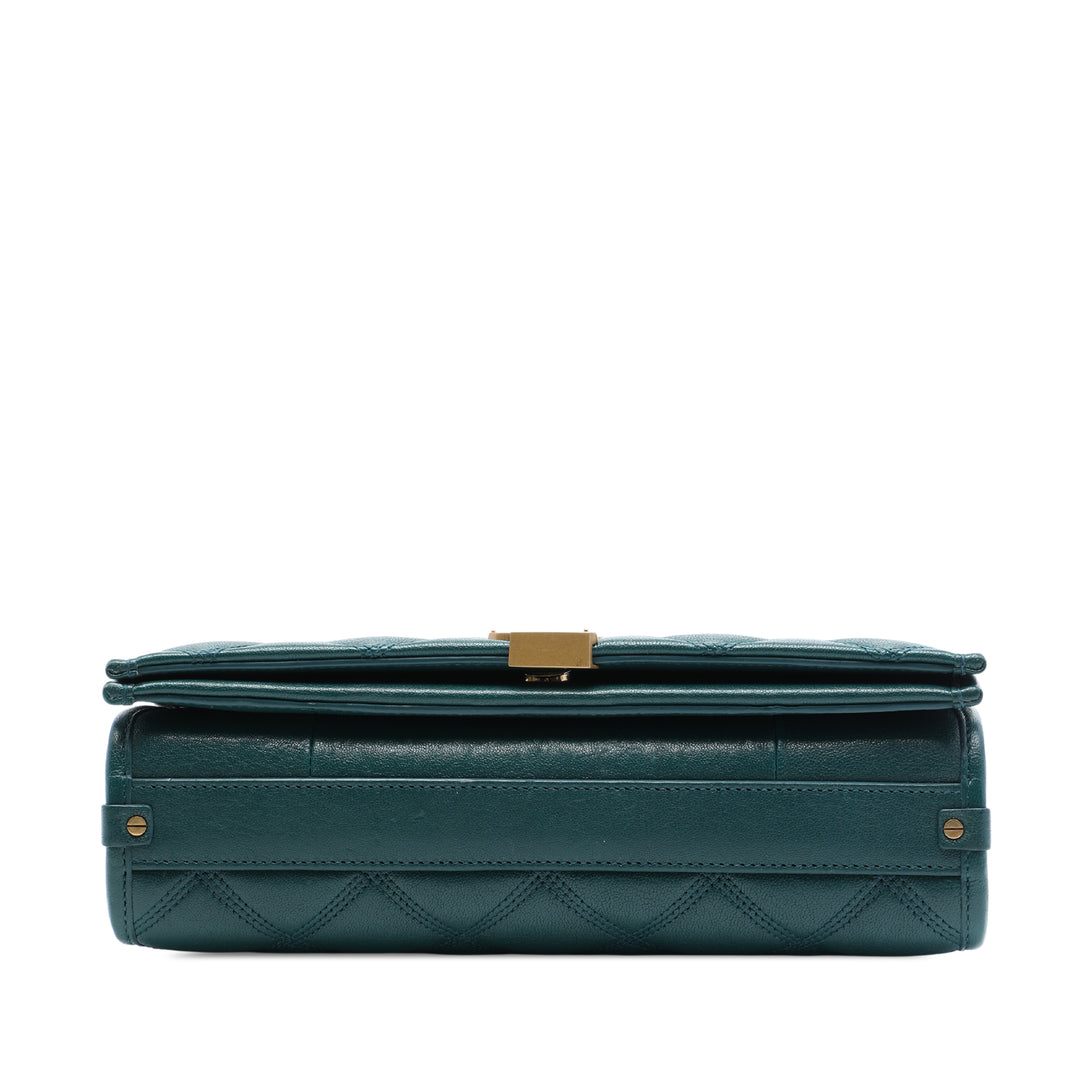 Matelassé Becky Chaîne Sac Mini Cuir d'agneau Vert