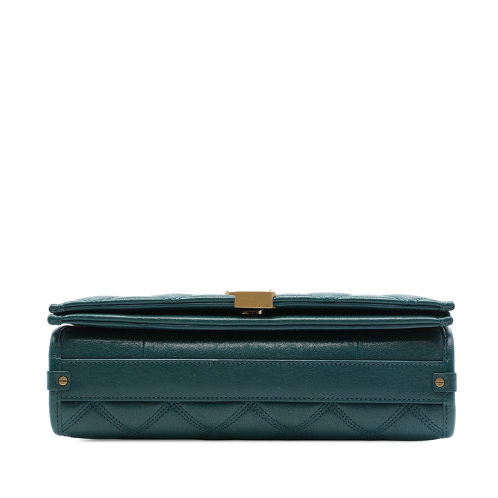 Matelassé Becky Chaîne Sac Mini Cuir d'agneau Vert