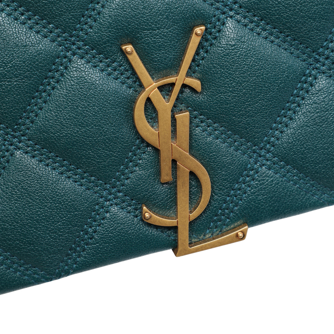 Matelassé Becky Chaîne Sac Mini Cuir d'agneau Vert