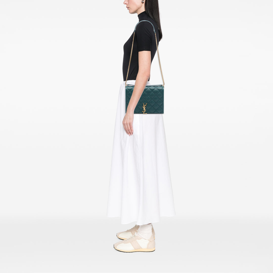 Matelassé Becky Chaîne Sac Mini Cuir d'agneau Vert