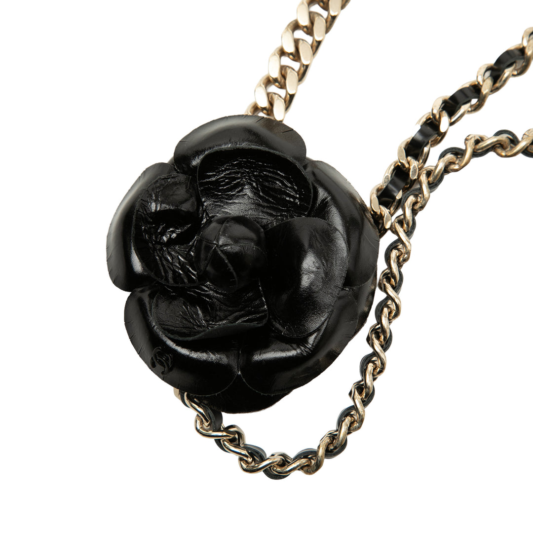 Chanel plaqué et Cuir d’agneau Camellia Chain Belt