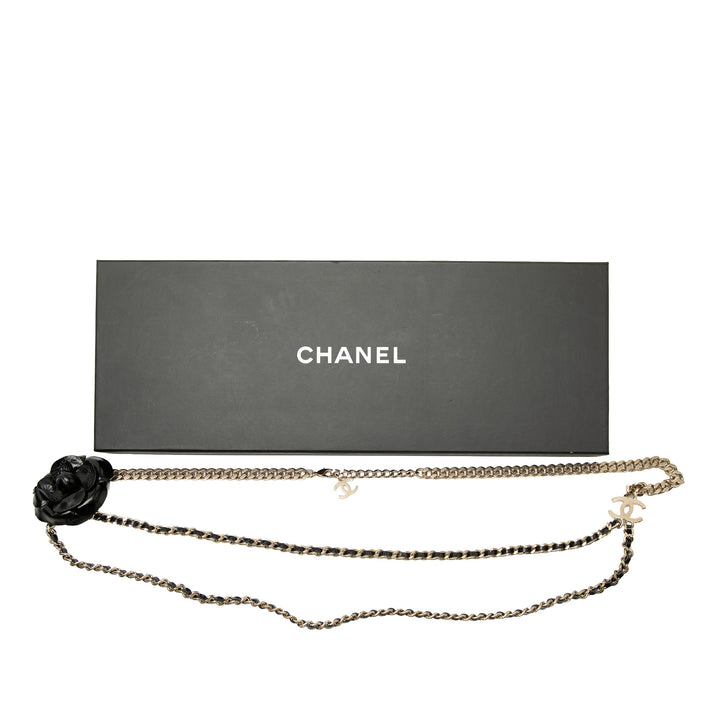 Chanel plaqué et Cuir d’agneau Camellia Chain Belt