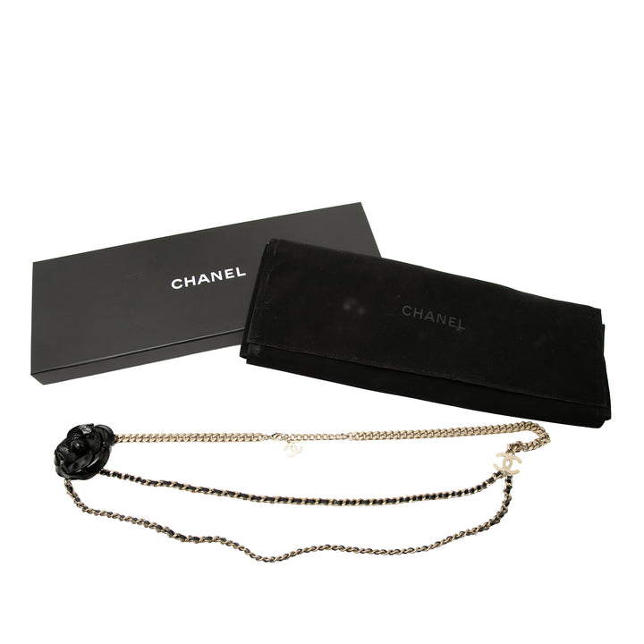 Chanel plaqué et Cuir d’agneau Camellia Chain Belt