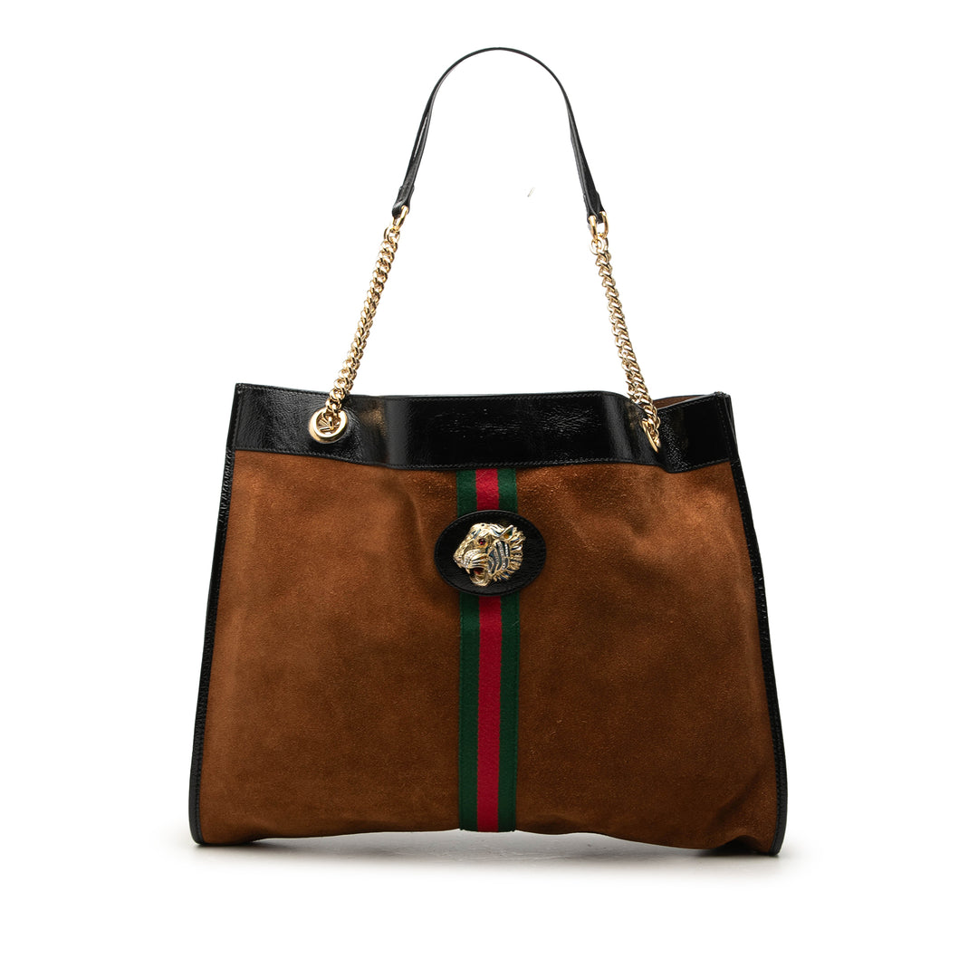 Gucci Web Rajah Cabas Grand Marron – vue principale – GABY PARIS