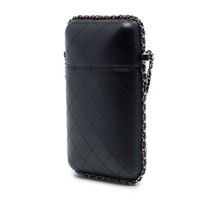 Chanel Étui téléphone CC Matelassé rond à chaîne Cuir d'agneau Noir – vue 2 – GABY PARIS