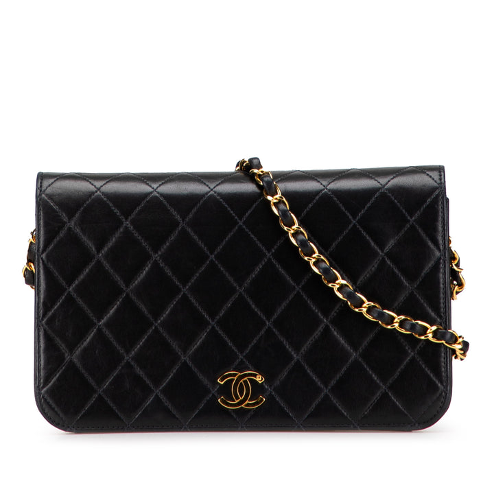 CC Quilted Lambskin Full Single Flap Black - Gaby Paris