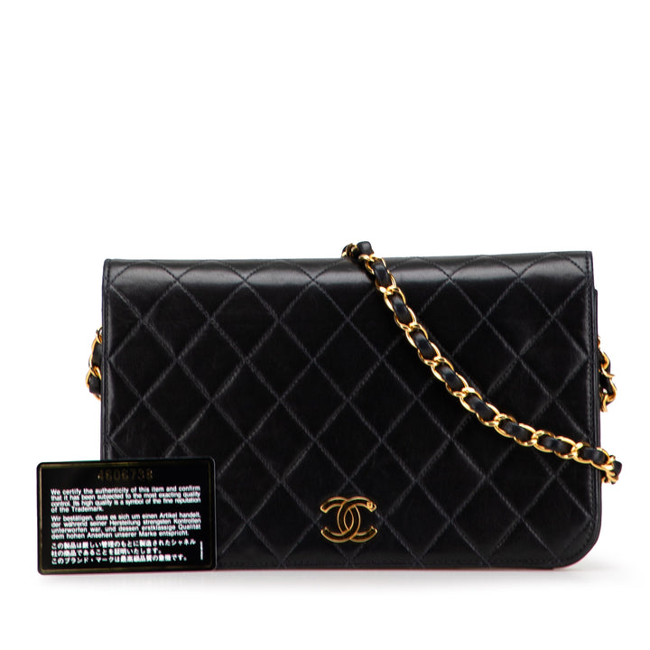 CC Quilted Lambskin Full Single Flap Black - Gaby Paris