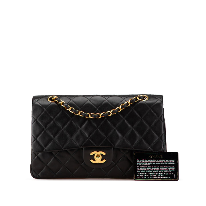 Medium Classic Lambskin Double Flap Black - Gaby Paris