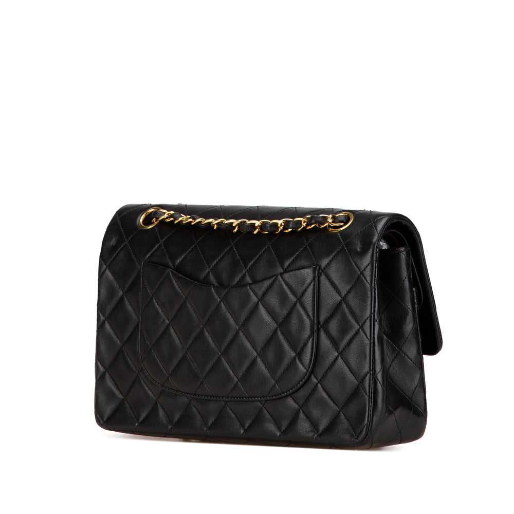 Medium Classic Lambskin Double Flap Black - Gaby Paris