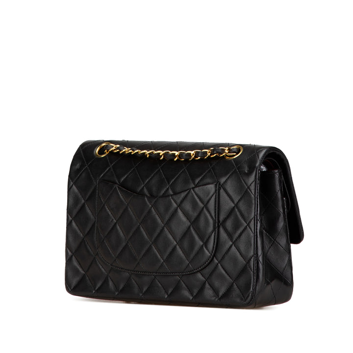 Medium Classic Lambskin Double Flap Black - Gaby Paris