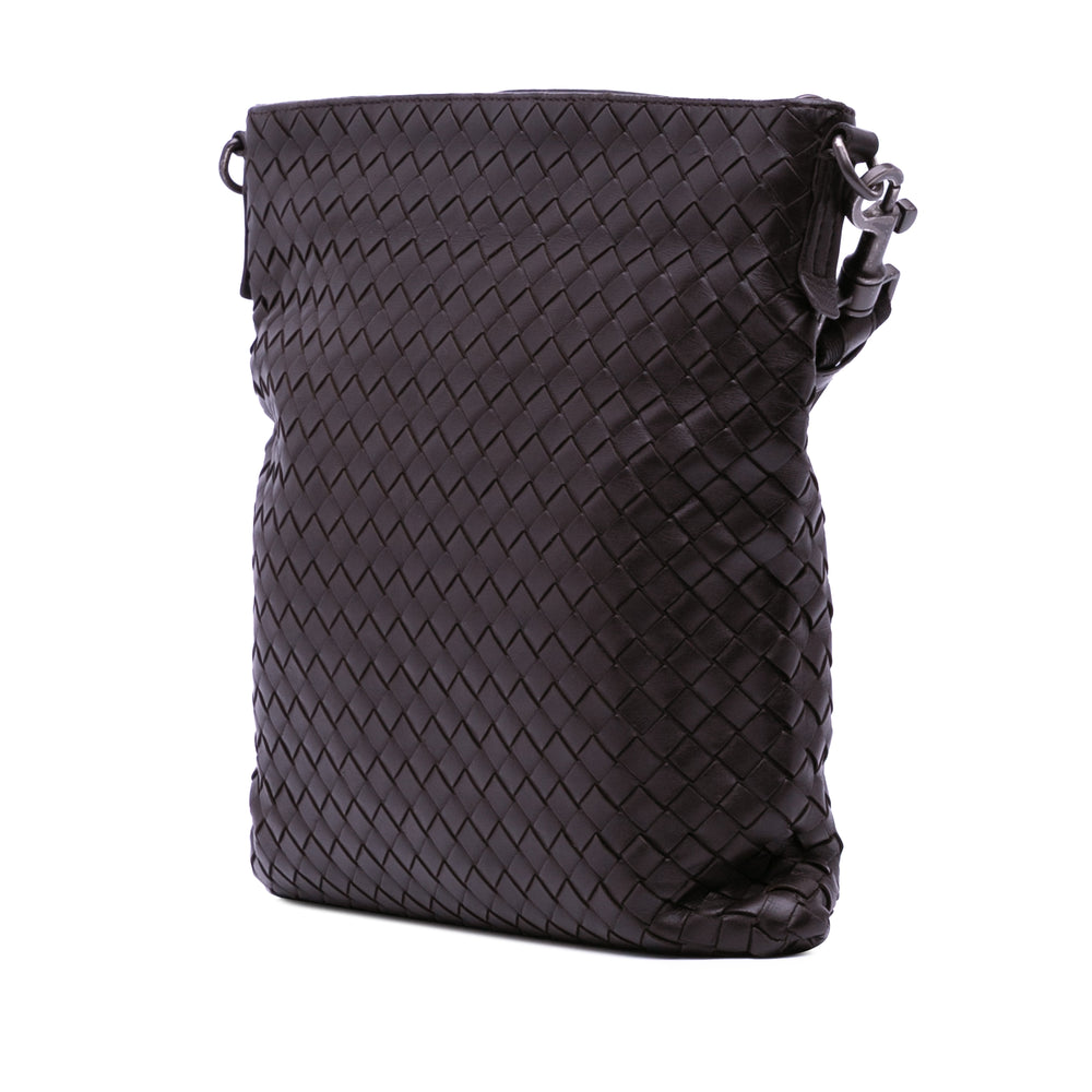 Leather Intrecciato Crossbody Brown - Gaby Paris