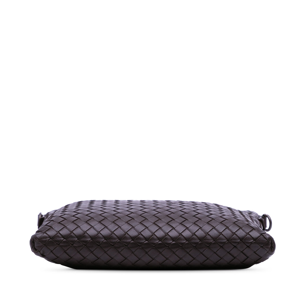 Leather Intrecciato Crossbody Brown - Gaby Paris