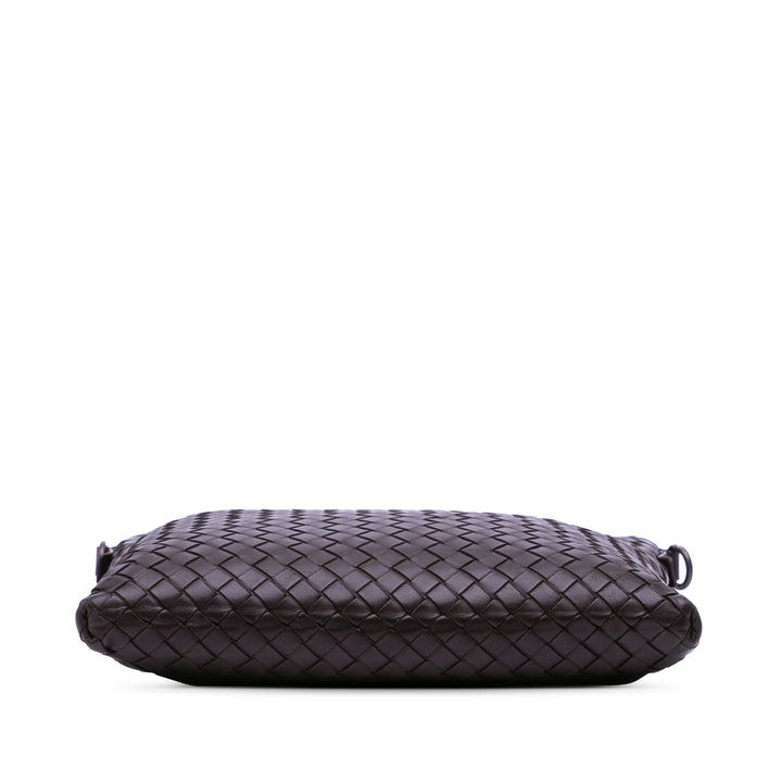 Leather Intrecciato Crossbody Brown - Gaby Paris