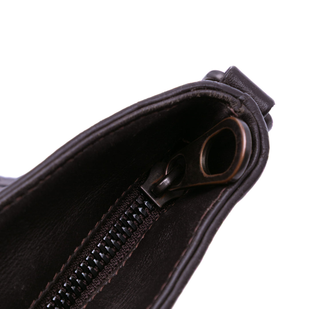 Leather Intrecciato Crossbody Brown - Gaby Paris