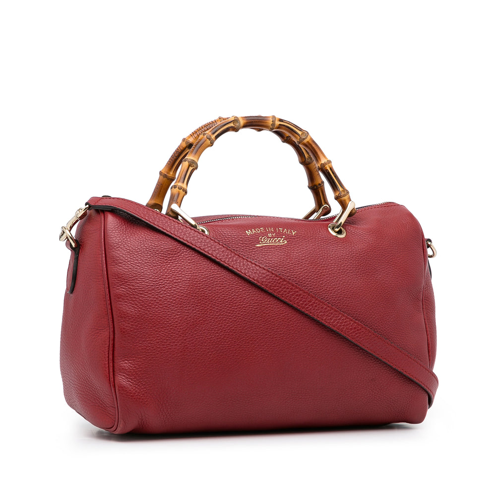 Calfskin Bamboo Shopper Boston Red - Gaby Paris