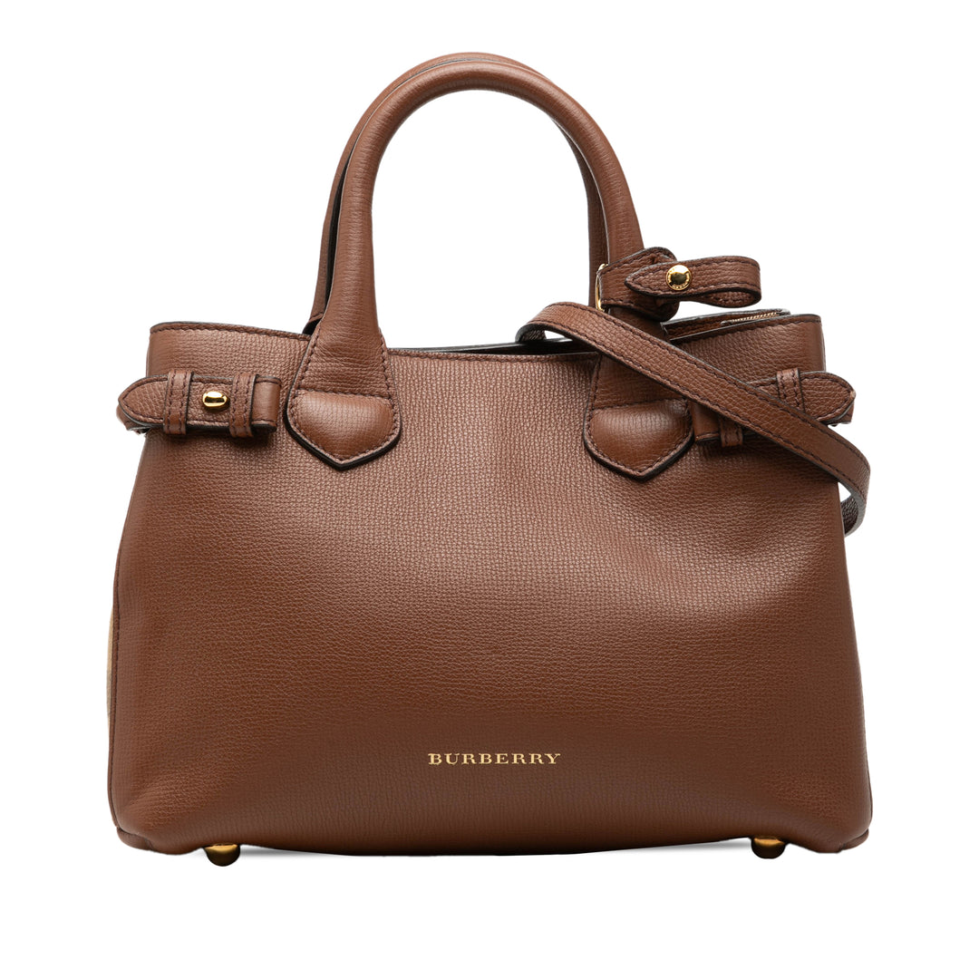 Burberry Small Grainy Cuir de veau et House Check Banner Sac