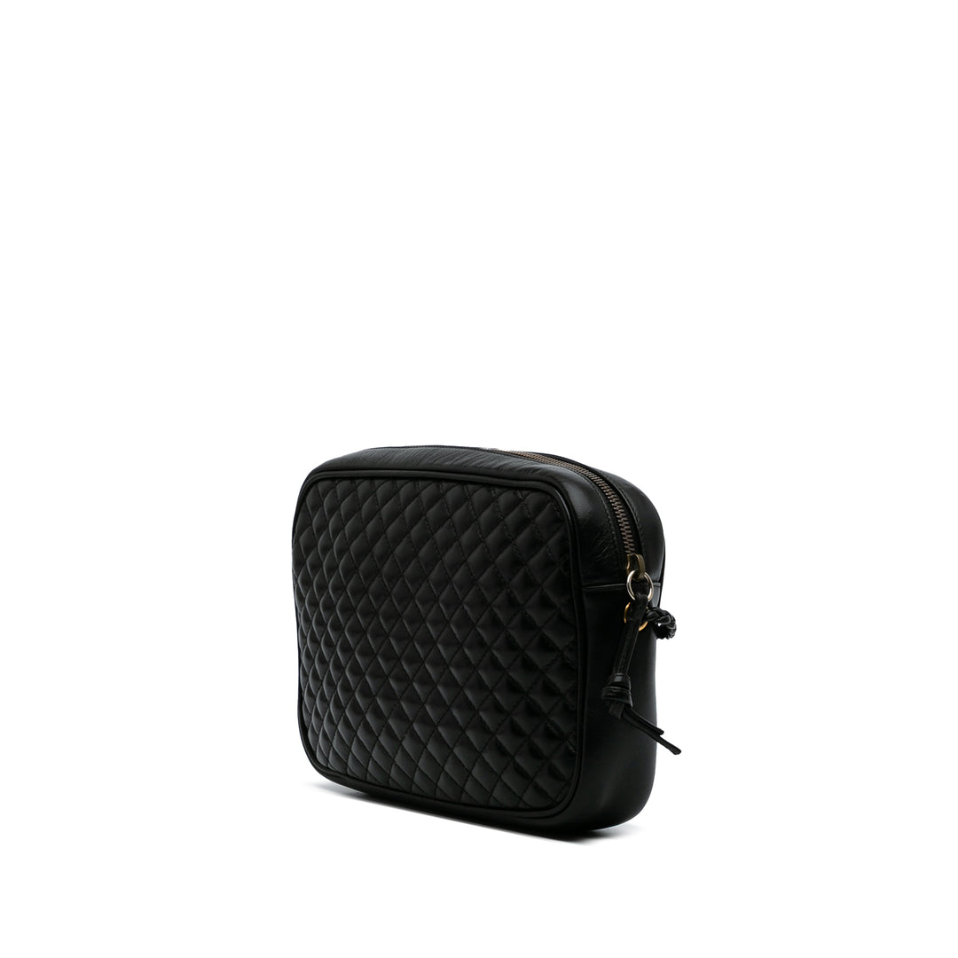 Small Quilted Leather Web Trapuntata Crossbody Black - Gaby Paris