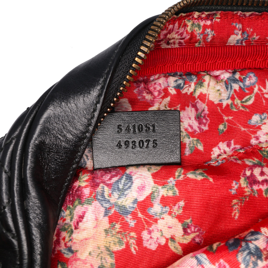 Small Quilted Leather Web Trapuntata Crossbody Black - Gaby Paris