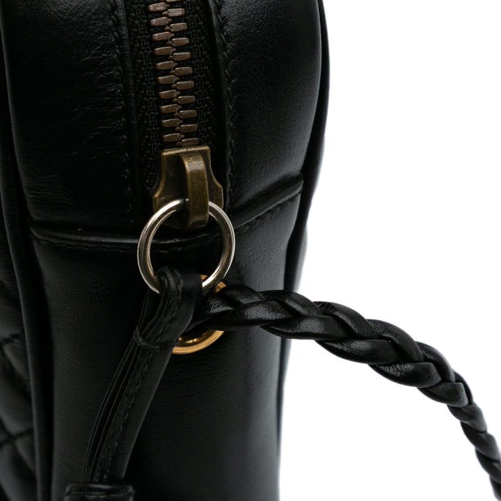 Small Quilted Leather Web Trapuntata Crossbody Black - Gaby Paris