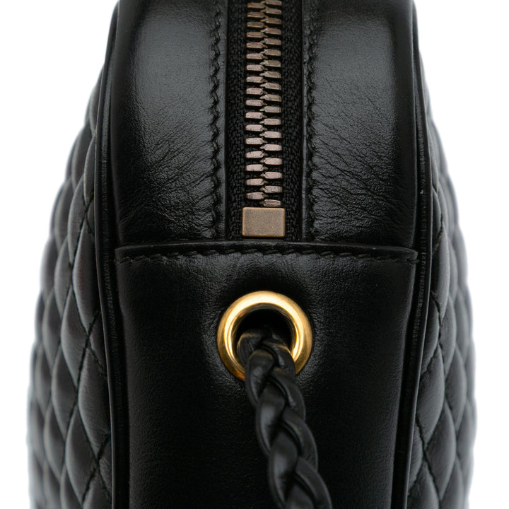 Small Quilted Leather Web Trapuntata Crossbody Black - Gaby Paris
